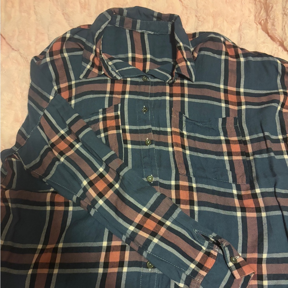 Blue and pink plaid flannel